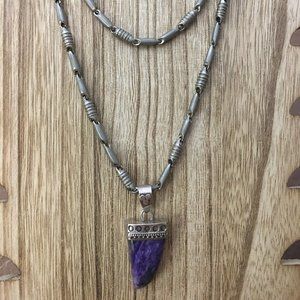 Vintage heavy solid sterling link necklace pendant